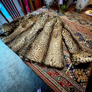 Vintage cat print fur jacket